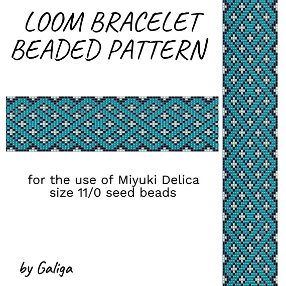 Bead looming pattern teal bracelet handmade jewelry making beading Loom bracelet pattern digital download bead graph seed bead blue pattern