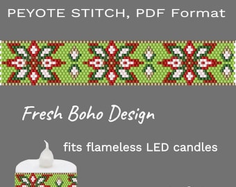 Perlen Kerzenbezug Muster Peyote Perlenkerzen Wrap Teelichthülle Ethno Elbetitsa Ornament PDF PDF