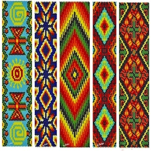 Bead Peyote Bracelet Patterns DIY Tribal Ethnic Huichol Hippie African Beading Pattern Cuff Beadweaving Tutorial PDF Download Digital