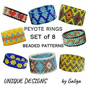 Peyote Ring Patterns Beading Pattern Beaded Ring Pattern Beadwork Jewelry Patterns Instant Download Beadweaving Ring Seed Bead Pattern #2