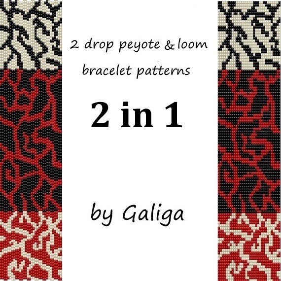 2 drop peyote pattern peyote stitch Loom bracelet pattern Etsy