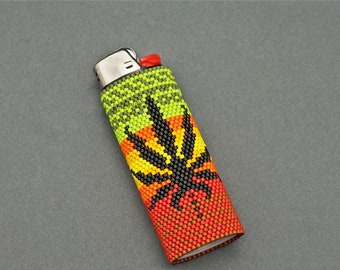 Tropical Leaf Lighter Cover Pattern Lighter Beading Pattern Music Inspired Pattern Beadwork Positive Energy Digital Beaded