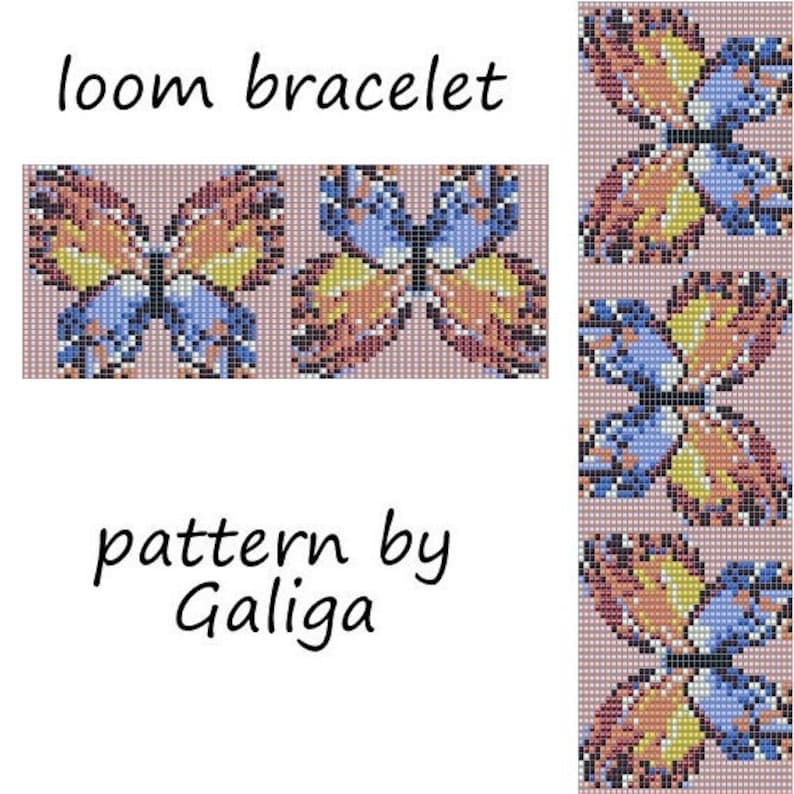 Butterfly Bracelet Pattern Bead Loom Pattern Beading Pattern Etsy Singapore