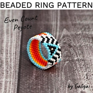 Even peyote ring pattern for beading Bead ring beaded patterns schema beadwork Digital download jewelry making how to make ring seed bead