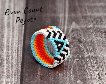 Even peyote ring pattern for beading Bead ring beaded patterns schema beadwork Digital download jewelry making how to make ring seed bead
