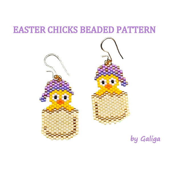 Easter Chick Brick Stitch Beading Earrings Pattern Peyote Spring Holiday Beaded Pattern Bead Accessory Digital Decorations Home Decor diy