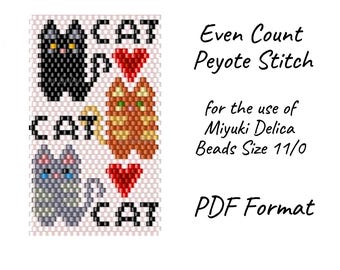 Seed Bead Pen Wrap Pattern Cat Beaded Pen Cover Design Feline Beadwork Crafts I Love Cats Beading Peyote Pen Sleeve