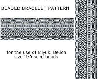 Black and white even peyote bracelet pattern for beading Jewelry making monochrome bracelet digital pattern beaded cuff seed bead pattern