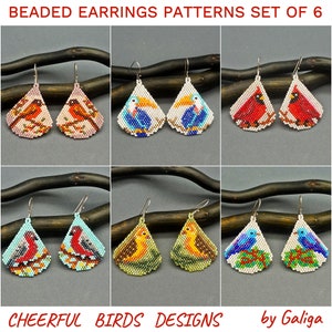 Bead Earrings Patterns Beaded Bird DIY Jewelry Beading Pattern Brick Stitch Beadwork Drop Earring Birds Designs Miuyki Delica Digital pdf