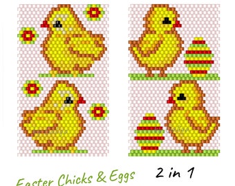 Patrones de fundas para bolígrafos con cuentas de pollito de Pascua, ideas de manualidades para primavera, decoración de envoltorios para bolígrafos con cuentas de Pascua, patrón digital de cuentas de semillas