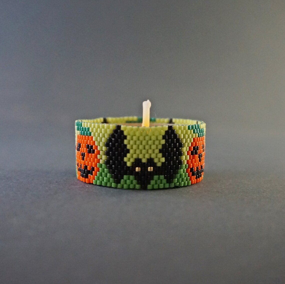 HALLOWEEN Tea Light Holder Peyote Pattern Pumpkin Beading Etsy