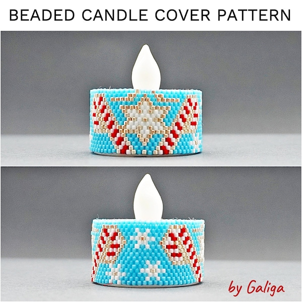 LED Candle Holder Pattern Christmas Snowflakes Tea Light Pattern Beading Xmas Tealight Candle Cover Beaded Pattern Holiday Do It Yourself