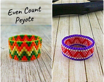 Peyote-ringpatronen 2-in-1 pdf Peyote-patroon Kralenpatroon Peyote-gestikte kralenring Kralenwerk Sieraden maken DIY-kraleninstructie