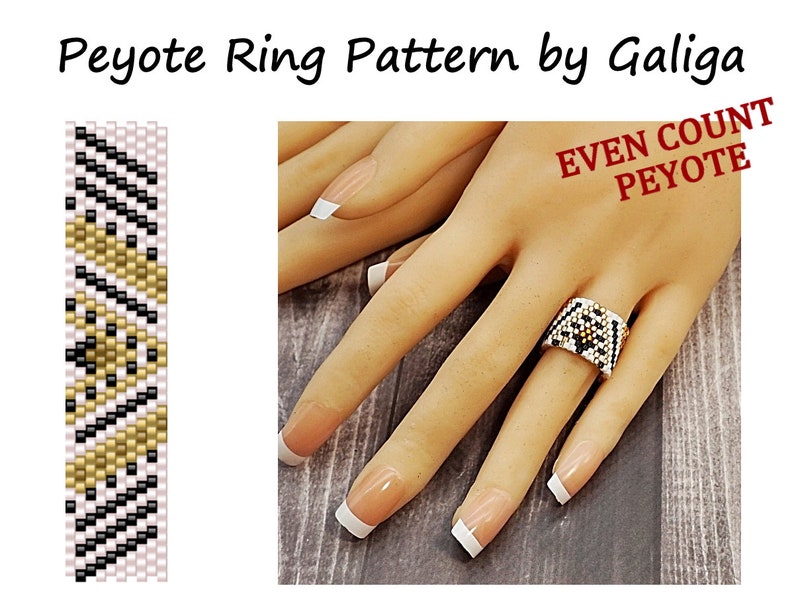 Gold Seed Bead Ring Pattern Even Count Peyote Beading Jewelry Etsy