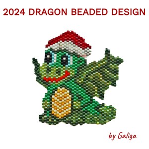 ドラゴンビーズパターン 2024 新年 DIY デザイン シードビーズ ブローチ ビーズペンダント デジタルビーズジュエリー作り かわいいクリスマスデコレーション