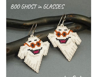 Ghost Jewelry DIY Beaded Earrings Pattern Halloween Boo Seed Bead Crafts Digital Download Beading Schema Beadwork Brick Stitch Digital