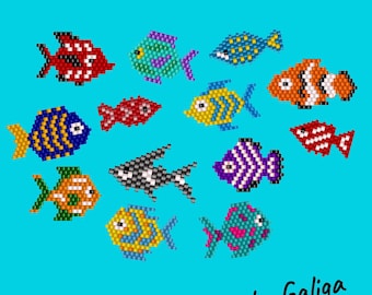 Brick Stitch Tropical Fish Patterns DIY Beading Designs Colorful Coral Reef Fish Beaded Earrings Pendant Brooch Delica Seed Bead Crafts