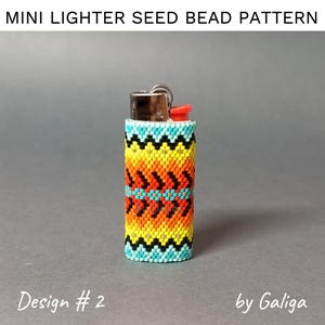 Mini Beaded Lighter Cover Pattern Bright Native Colors Tribal Seed Bead DIY Beeadwork Small Lighter Case Vibrant Design