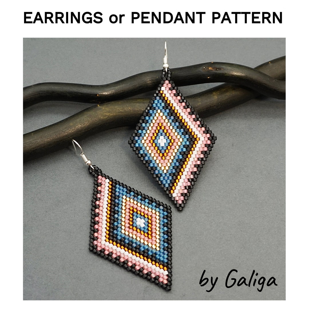 Beaded Earrings Pattern, Beading Pattern, Geometric Seed Bead Pattern ...