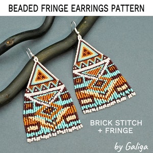 Boho Beaded Earrings Pattern DIY Jewelry Beading pdf Fringe Earring Patterns Brick Stitch Seed Bead Delica Beadwork Crafts Stylish Designs