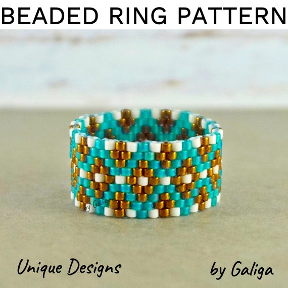 Peyote Ring Pattern Boho Beaded Jewelry Making Rose Gold Jewelry