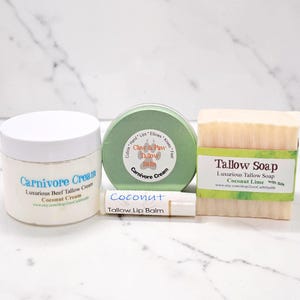Luxury Beef Tallow Skincare Value Gift Set Cream, Balm, Soap & Lip Balm