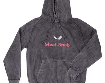 Men's Sweatshirt Hoodie Pullover Meat Snob Vintage Wash 100% Cotton