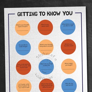 Template, Questionnaire, Get to Know you, Party Games, Printable, Get to Know you Game, Back to School image 1