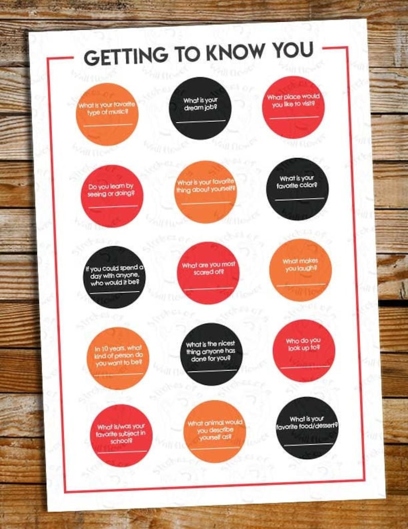 Template, Questionnaire, Get to Know You, Party Games, Printable, Get ...