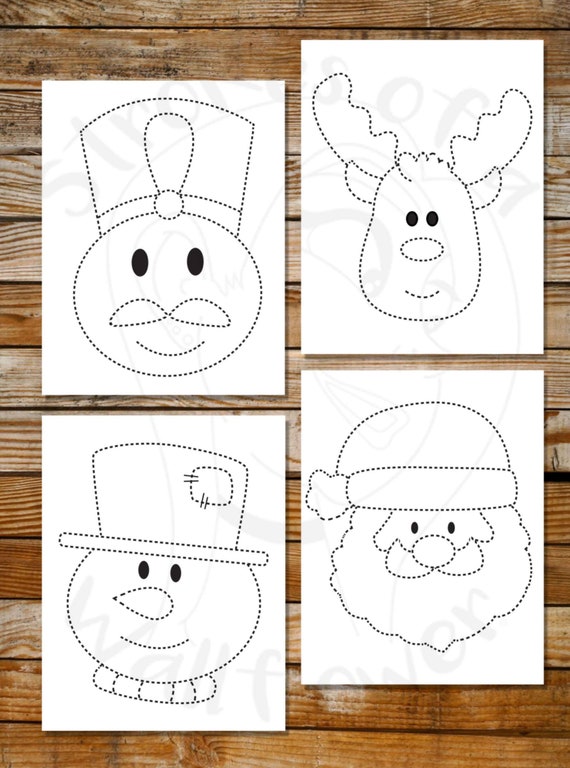 Christmas Tracing Sheets Santa Snowman Reindeer Etsy Christmas Tracing Sheets Santa Snowman Reindeer Etsy