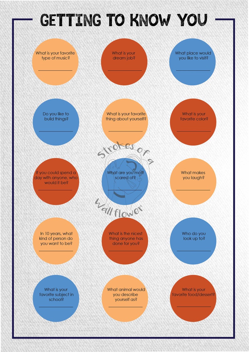 Template, Questionnaire, Get to Know You, Party Games, Printable, Get ...