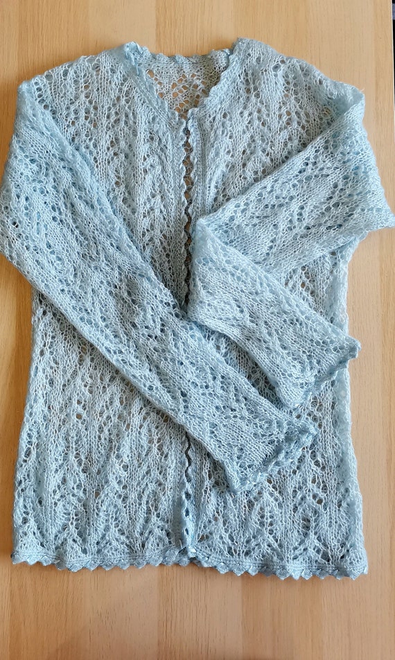 Vintage knited mohair lace sweater for women Light