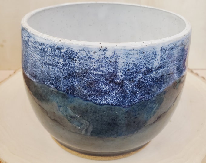 Handmade Ceramic Bowl, Sapphire Float Glazed Flower Pot, Unique Houseplants Pots, Canadian Made Pottery, Ceramic Lovers gifts, Ready to ship