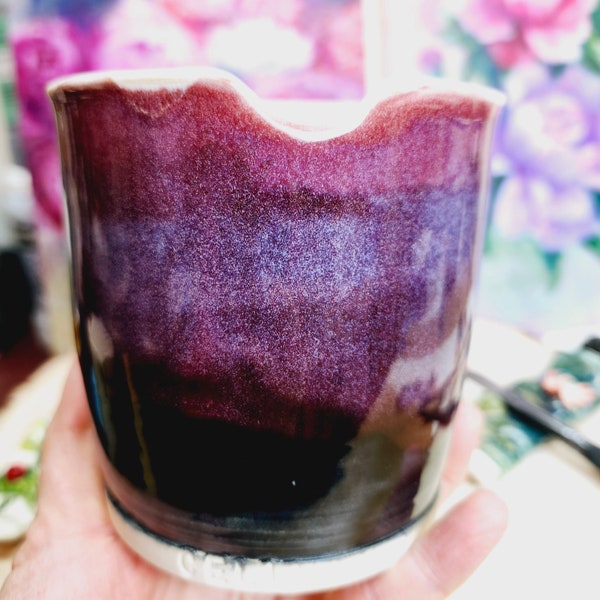 Ceramic Paint water cups, Handmade Pottery Watercolor Accessories, Cups for painters, Purple, Smokey merlot, Gift for painters, artists,mum,