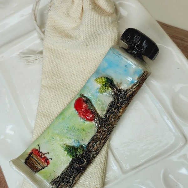 Brush Rest Handmade, Pottery Apple Tree,Paintbrush Holder, gifts for Artists, watercolor accessories, Original Ceramics Art,Made in Canada