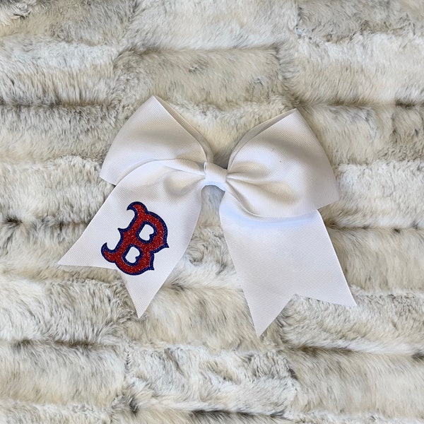 Boston hair bow for girls, Red Sox hair bow, Boston hair accessory, Red Sox hair bow, Boston girls hair bow, little league, t-ball hair