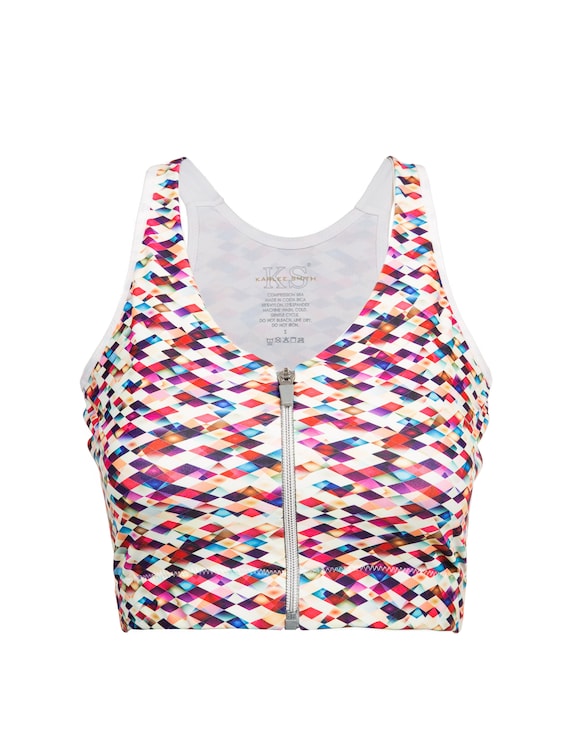 Post Surgery Sports Bra Multicolor Diamond Print, Activewear