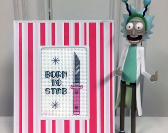 Rick and Morty - Born to Stab, Mini Cross Stitch Pattern