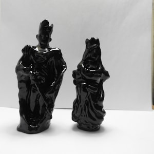 Handmade Ceramic Black King and Queens chess pieces One of a Kind, No molds