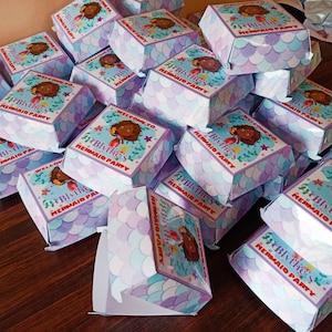 Caixa de hambúrguer com tema sereia, lembrancinhas personalizadas, aniversário, decoração de festa, comida, sereia, hambúrguer, batatas fritas, caixa personalizada para impressão, rosa, roxo