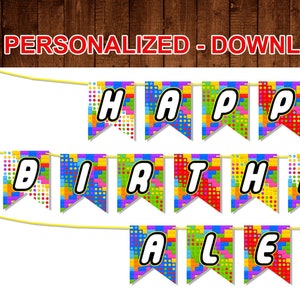 bouwstenen banner gepersonaliseerde bouwstenen feestartikelen bouwstenen decoraties bouwstenen feestvlaggen gunsten op maat