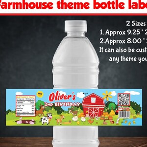 Farmhouse theme water bottle label personalized favors farmhouse bottle sticker label favors farmhouse birthday party decorations printable