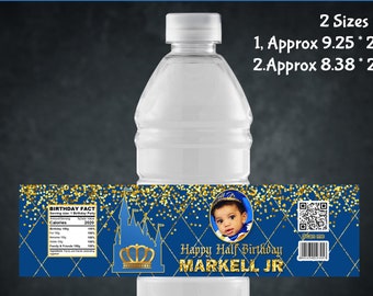 Royal Prince Birthday Water Bottle Labels (Printable)