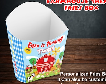 Farm theme fries box animal theme fries boxes party favors burger box popcorn box custom fries box favors birthday decoration party