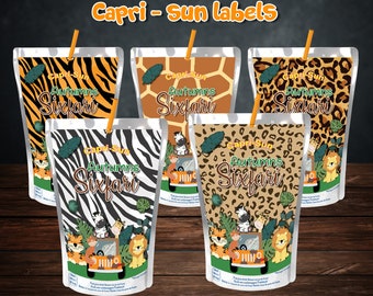 Animal Safari Capri Sun Labels: Jungle Party Decoration (Digital File)