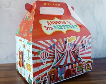 Carnival theme favor Box personalized treat boxes for birthday, wedding, Carnival birthday gable box theme circus meal box