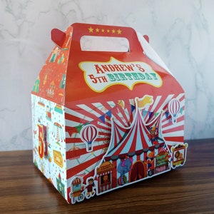 Carnival theme favor Box personalized treat boxes for birthday, wedding, Carnival birthday gable box theme circus meal box