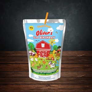 Farmhouse Birthday Capri Sun Label: Personalized Farm Animals (Digital File)
