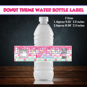 Donut Birthday Water Bottle Label: Personalized Party Favors (Printable)