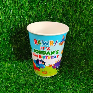 Bicchieri di carta a tema dinosauri bicchieri di carta personalizzati bomboniere compleanno bicchieri per bibite bicchieri di carta per bicchieri d'acqua Bicchieri di carta per feste di dinosauri in vetro